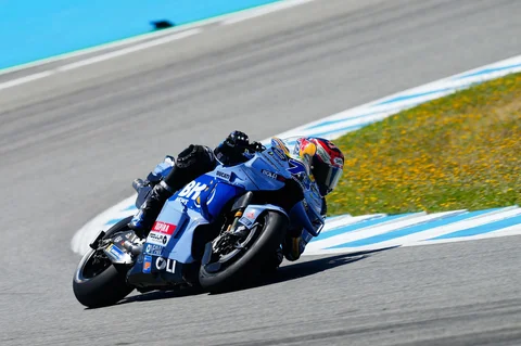 Pembalap Alex Marquez dari Spanyo saat balapan MotoGP Grand Prix  Spanyol di Jerez de la Frontera, Spanyol, Minggu (26/04/2026).