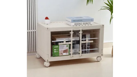 STORA Kotak Penyimpanan Lipat Krem Ivory.