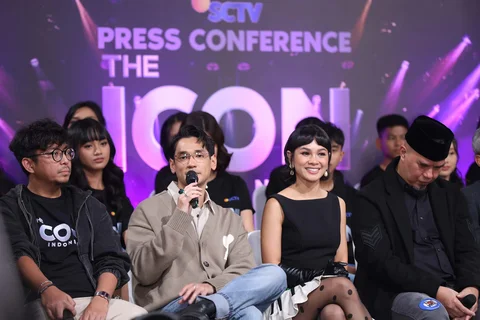 Penyanyi Afgan  saat konpers The Icon Indonesia di Studio Lantai 8 SCTV Tower. Jakarta, Senin (06/04/2026).