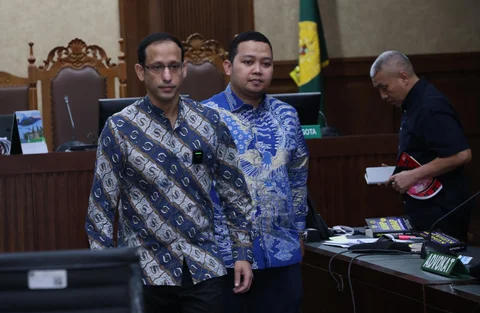 Eks Menteri Pendidikan, Kebudayaan, Riset, dan Teknologi, Nadiem Makarim usai  menjalani sidang lanjutan kasus dugaan korupsi pengadaan chromebook di Pengadilan Negeri Jakarta Pusat, Senin (11/5/2026).chromebook di Pengadilan Negeri Jakarta Pusat, Senin (11/5/2026).