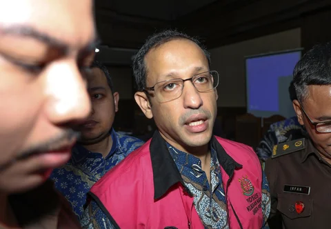 Eks Menteri Pendidikan, Kebudayaan, Riset, dan Teknologi, Nadiem Makarim usai  menjalani sidang lanjutan kasus dugaan korupsi pengadaan chromebook di Pengadilan Negeri Jakarta Pusat, Senin (11/5/2026).