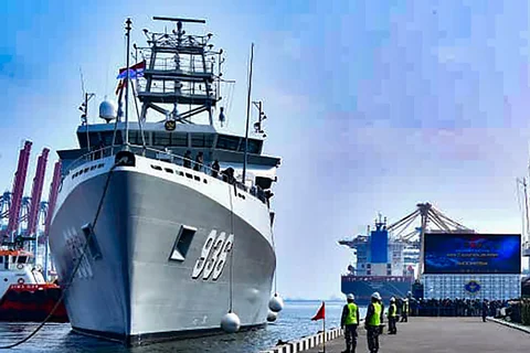 KRI Canopus-936 yang memperkuat kemampuan survei dan pemetaan laut TNI AL di Jakarta Utara, Senin (11/5/2026).