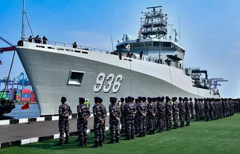 KRI Canopus-936 yang memperkuat kemampuan survei dan pemetaan laut TNI AL di Jakarta Utara, Senin (11/5/2026).
