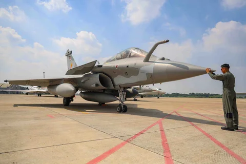 Pesawat tempur Rafale di Lanud Halim Perdanakusuma, Jakarta, Senin (18/05/2026).