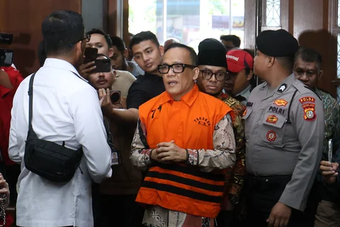 Mantan Wakil Menteri Ketenagakerjaan (Wamenaker) Immanuel Ebenezer Gerungan alias Noel saat menghadiri sidang  tuntutan atas kasus dugaan pemerasan dan penerimaan gratifikasi terkait pengurusan sertifikat K3 di kementerian Ketenagakerjaan di Pengadilan Tipikor Jakarta, Senin (18.05/2026).