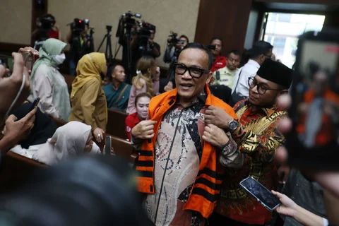 Mantan Wakil Menteri Ketenagakerjaan (Wamenaker) Immanuel Ebenezer Gerungan alias Noel saat menghadiri sidang  tuntutan atas kasus dugaan pemerasan dan penerimaan gratifikasi terkait pengurusan sertifikat K3 di kementerian Ketenagakerjaan di Pengadilan Tipikor Jakarta, Senin (18.05/2026).