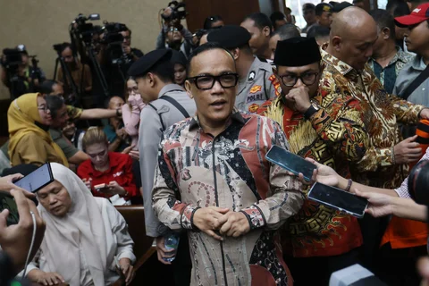 Mantan Wakil Menteri Ketenagakerjaan (Wamenaker) Immanuel Ebenezer Gerungan alias Noel saat menghadiri sidang  tuntutan atas kasus dugaan pemerasan dan penerimaan gratifikasi terkait pengurusan sertifikat K3 di kementerian Ketenagakerjaan di Pengadilan Tipikor Jakarta, Senin (18.05/2026).