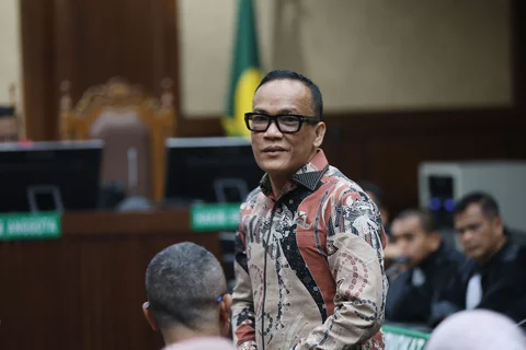 Mantan Wakil Menteri Ketenagakerjaan (Wamenaker) Immanuel Ebenezer Gerungan alias Noel saat menghadiri sidang  tuntutan atas kasus dugaan pemerasan dan penerimaan gratifikasi terkait pengurusan sertifikat K3 di kementerian Ketenagakerjaan di Pengadilan Tipikor Jakarta, Senin (18.05/2026).