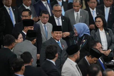 Presiden Prabowo Subianto saat menghadiri  Rapat Paripurna ke-19 DPR RI Masa Persidangan V Tahun Sidang 2025-2026 di kompleks Parlemen, Jakarta, Rabu (20/5/2026).