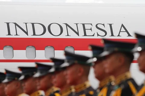 Pesawat yang membawa Presiden  Prabowo Subianto tiba di Bandara Internasional Mactan-Cebu , Filipina tengah, Kamis (07/05/2026).