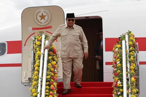 Presiden Prabowo Subianto saat tiba di Bandara Internasional Mactan-Cebu, Filipina tengah, Kamis (07/05/2026).
