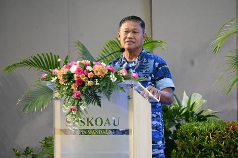 Pangkoopsudnas Marsdya TNI Minggit Tribowo saat menjadi narasumber Seminar Nasional Pasis Seskoau A-64 TP 2026 di Kampus Seskoau, Lembang, Bandung, Rabu (03/06/2026)/