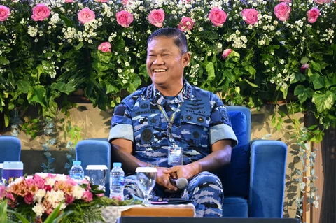Pangkoopsudnas Marsdya TNI Minggit Tribowo saat menjadi narasumber Seminar Nasional Pasis Seskoau A-64 TP 2026 di Kampus Seskoau, Lembang, Bandung, Rabu (03/06/2026)/