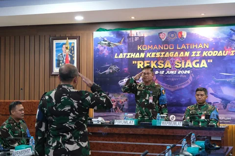Panglima Komando Operasi Udara Nasional (Pangkoopsudnas) Marsdya TNI Minggit Tribowo membuka Latihan Kesiagaan II Kodau I