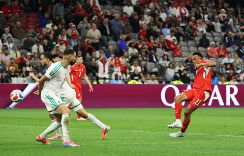 Pemain Swiss Dan Ndoye mencetak gol kedua timnya selama pertandingan babak 32 besar Piala Dunia FIFA 2026 antara Swiss dan Aljazair di BC Place Vancouver, British Columbia, Kamis, (02/07/2026).