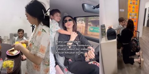 10 Foto Celine Evangelista Mengantar Anak ke Sekolah, Menyiapkan Sarapan dan Bekal - Mengemudikan Mobil Sendiri