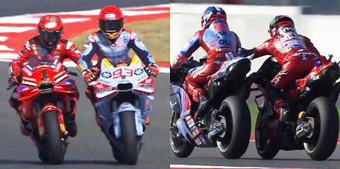 Momen Pecco Bagnaia 'Digandeng' Marc Marquez Menuju Garasi Usai Sesi Latihan di MotoGP Mandalika 2024, Ternnyata ini Penyebabnya