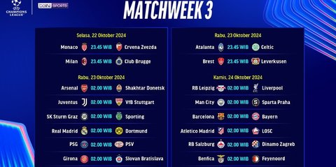 Jadwal Lengkap Live Streaming Pertandingan Liga Champion Pekan ini di Vidio, Jangan Terlewat!