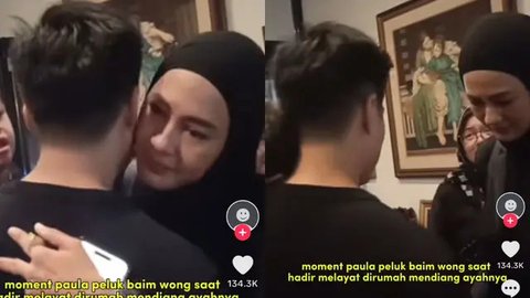 Momen Paula Verhoeven Peluk Baim Wong di Rumah Duka Menarik Perhatian Banyak Orang