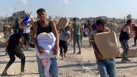 FOTO: Antrean Pembagian Bantuan di Jalur Gaza Ricuh Dipicu Tembakan Brutal Israel, 3 Tewas dan 46 Terluka