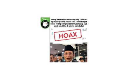 Cek Fakta: Hoaks! Judul Artikel Menag Minta Rakyat Relakan Uang Haji Rp 1 Triliun Digunakan Jokowi