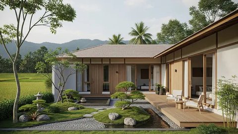 8 Desain Rumah Sederhana namun Mewah dengan Gaya Japandi dan Taman Mini 2025, Ideal untuk Keluarga Muda