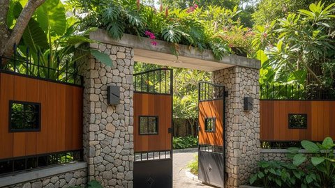 Desain Pagar Rumah Pakai Batu Kali, Pilihan Kuat dan Estetis
