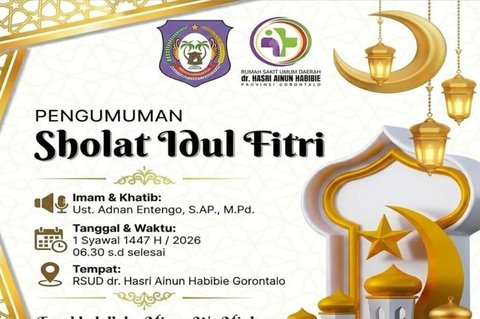 RSUD Ainun Gorontalo Gelar Shalat Idul Fitri 1447 H di Pelataran Gedung Rawat Inap