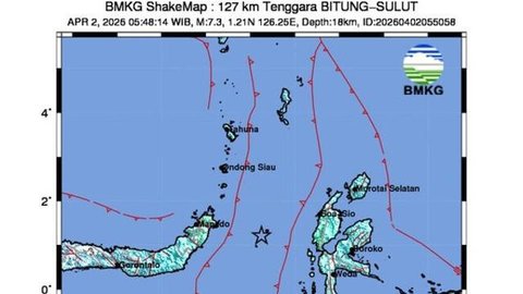 Gempa Magnitudo 7,3 Guncang Bitung Sulawesi Utara