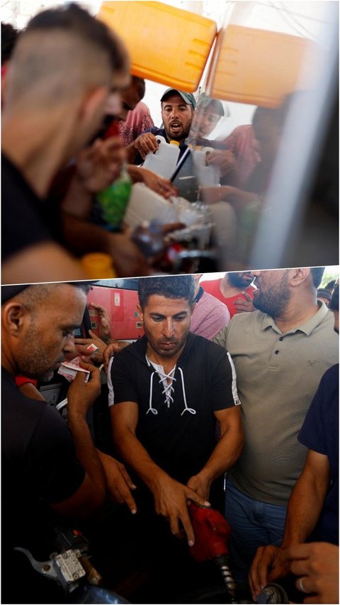 FOTO: Makin Sengsara, Warga Palestina di Jalur Gaza Berebut Keran Air hingga Bahan Bakar Minyak di SPBU Sejak Israel Putus Pasokan