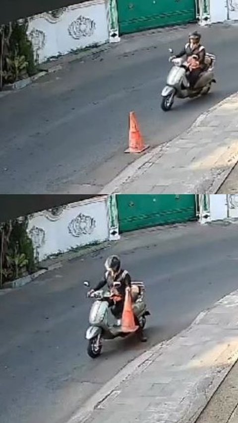 Viral Aksi Pemotor di Pasuruan Curi Cone di Jalanan, Aksinya Terekam CCTV