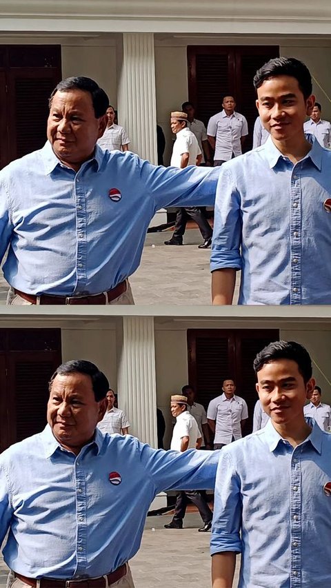 Prabowo-Gibran Tampil Perdana, Kompak Pakai Kemeja Biru Muda