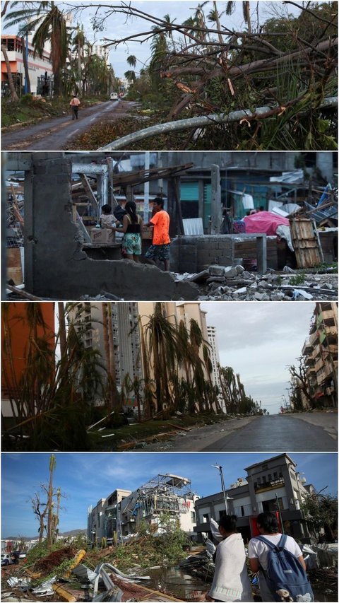 FOTO: Keganasan Badai Otis Obrak-Abrik Meksiko hingga Bikin Kota Acapulco Luluhlantak Seperti Medan Perang
