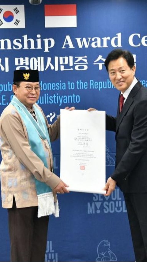Duta Besar Gandi Sulistiyanto Dikukuhkan Jadi Warga Kehormatan Kota Seoul
