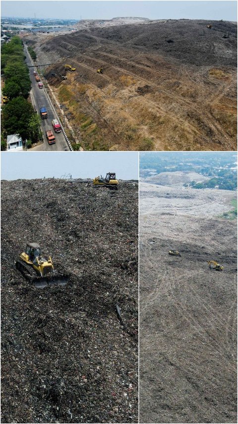 FOTO: Penampakan Gunung Sampah Bantargebang Pasca Kebakaran