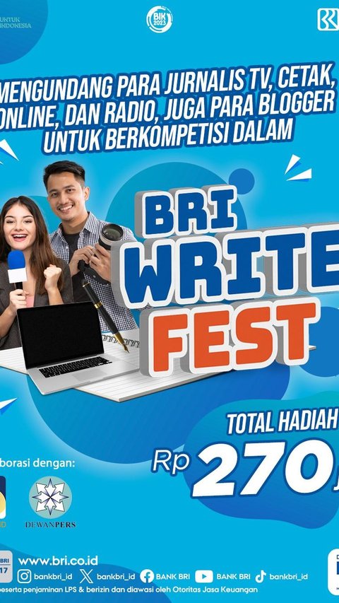 BRI Write Fest Digelar! Kompetisi Berhadiah Ratusan Juta hingga Berpeluang Dapat Beasiswa S2