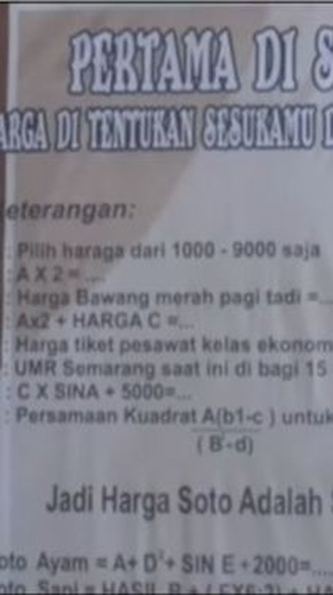 Warung Soto di Semarang Ini Tentukan Harga Pakai Rumus Matematika, Pembeli Suruh Hitung Sendiri