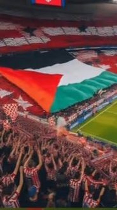 Benarkah Fans Atletico Madrid Bentangkan Bendera Palestina Saat Pertandingan? Begini Faktanya