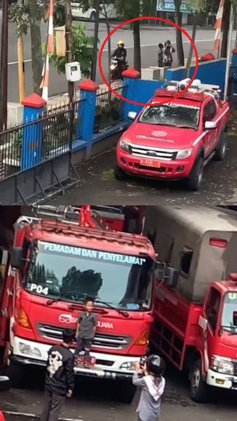 Viral Momen Satu Keluarga Curi-curi Foto Dekat Mobil Pemadam, Begini Reaksi Petugas Damkar yang Banjir Pujian