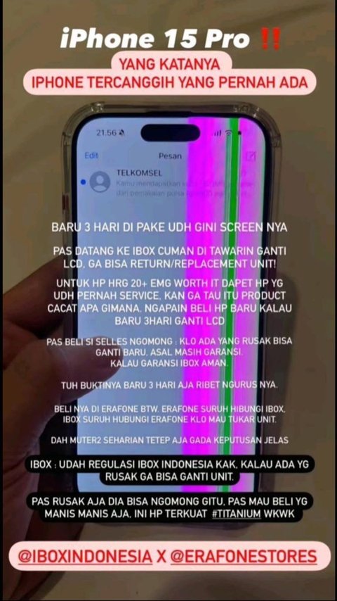 Erajaya Ensures Complaints from Buyers of New iPhone 15 Pro with Damaged LCD Have Been Resolved Properly