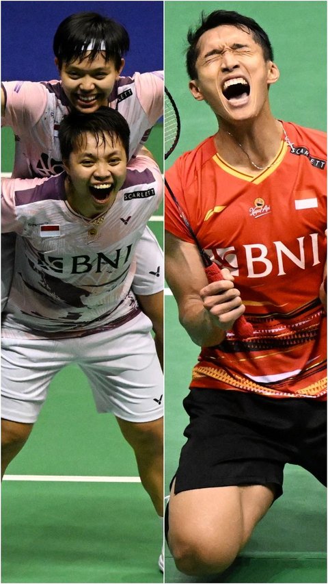 FOTO: Momen Selebrasi Kemenangan Apriyani-Siti Fadia dan Jonatan Christie Pecah Usai Raih Podium Tertinggi di Hong Kong Open 2023