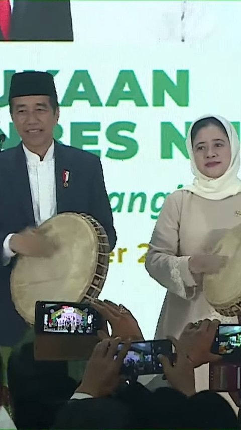 Momen Jokowi dan Puan Maharani Tabuh Rebana dalam Pembukaan Munas-Konbes NU 2023