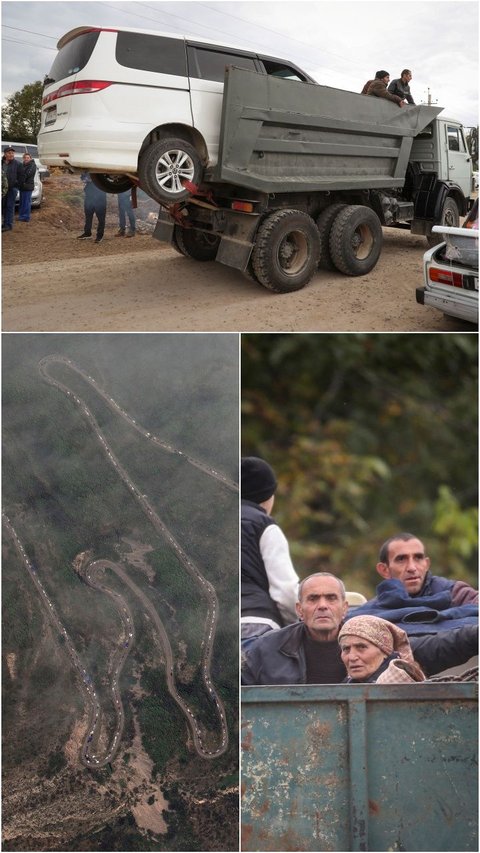 FOTO: Kepanikan Warga Armenia Bondong-Bondong Meninggalkan Wilayah Nagorno-Karabakh Usai Direbut Azerbaijan
