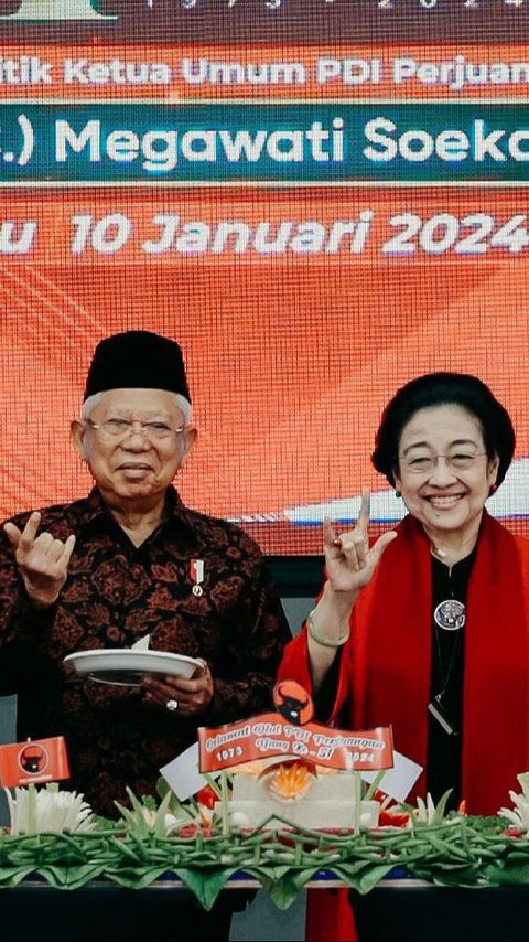 The Three-Finger Salute of Ma'ruf Amin at the PDI Perjuangan Anniversary Becomes Controversial, Vice President's Palace Responds