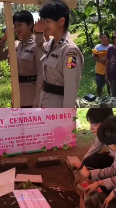 Resmi Jadi Polisi, Wanita Kembar Ini Beri Hormat saat Ziarah ke Makam Ibunda yang Wafat Jelang Pelantikan