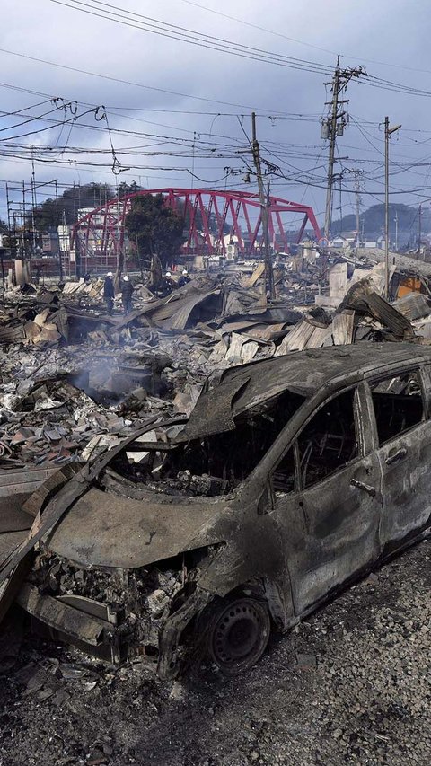 FOTO: Gempa Dahsyat Jepang, Kawasan di Wajima Ini Luluh Lantak Bak Zona Perang