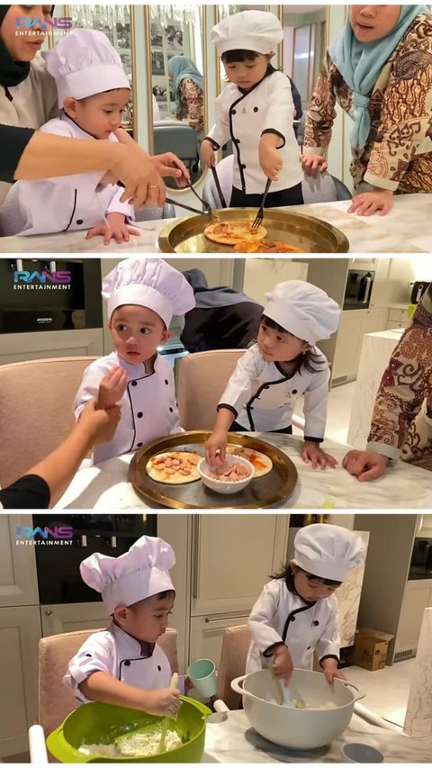 Potret Rayyanza & Ameena Playdate Sambil Buat Pizza Bareng, Dua Chef Cilik Gemesin Banget