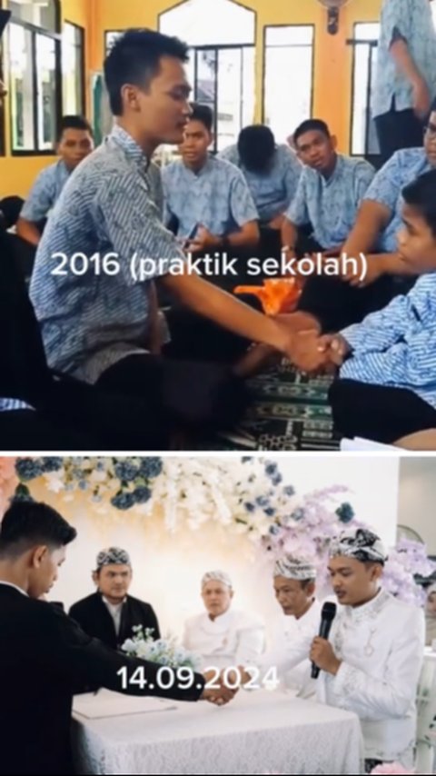 Dulu Akad untuk Praktik di Sekolah Kini Ijab Kabul Beneran, Kisah Cinta Pasangan Ini Viral