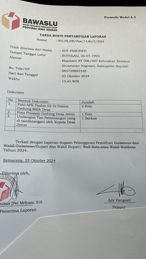 Kepala Desa dan Camat Di Boyolali Dilaporkan karena Tidak Netral Dalam Pilkada