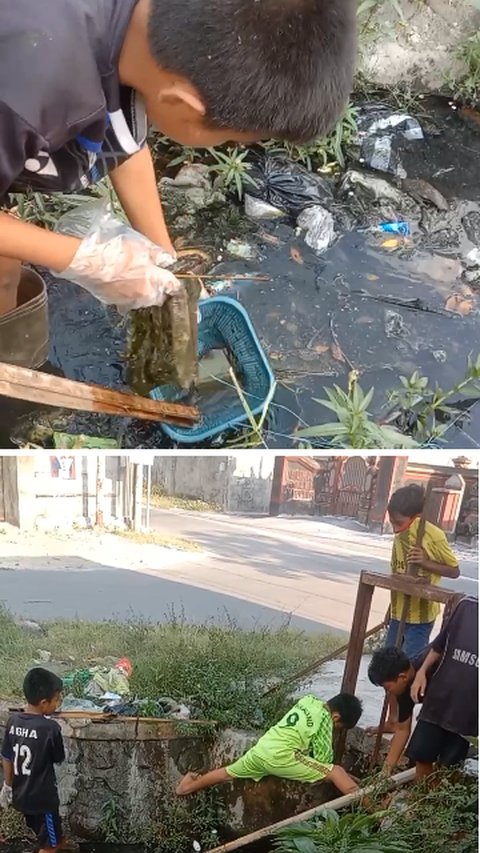 Terinspirasi Pandawara Group, Sekelompok Bocah Ini Kompak Bersihkan Sampah di Selokan Tepi Jalan, Aksinya Banjir Pujian